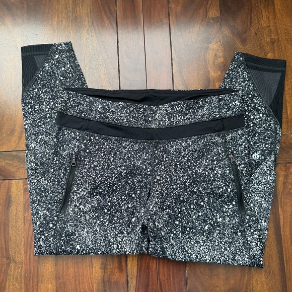 lululemon athletica Pants - Lululemon Athleta Sequin Black/White Cropped Legging 10